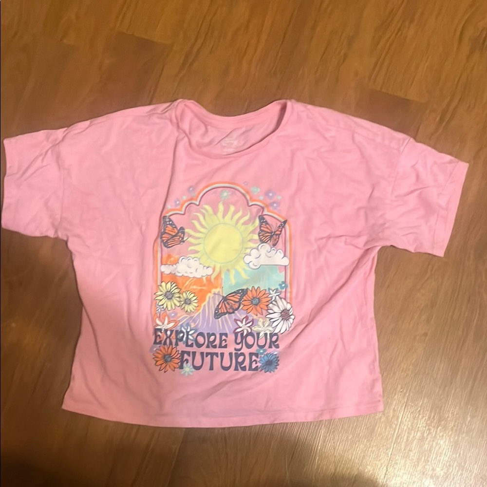 Wonder Nation Pink Short Sleeve Tee with Sunshine Graphic